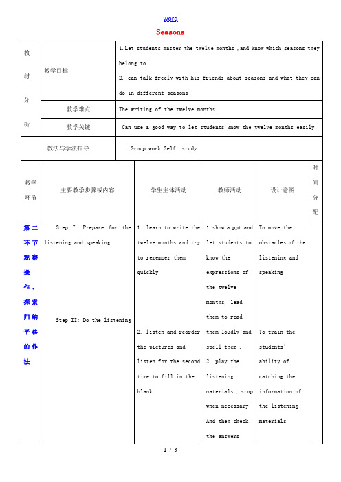 七年级英语上册 Unit 4 Seasons教案4 (新版)牛津深圳版-牛津深圳版初中七年级上册英语