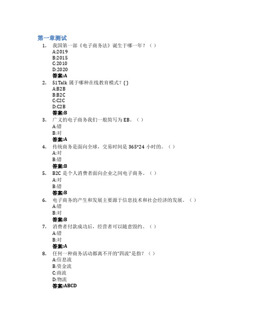 电子商务概论智慧树知到答案章节测试2023年山东管理学院