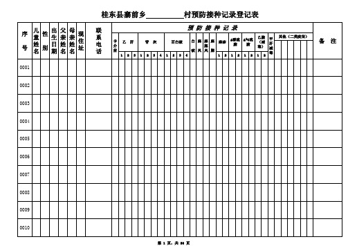 预防接种记录登记表