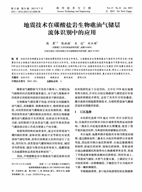 地震技术在碳酸盐岩生物礁油气储层流体识别中的应用