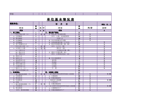 单位基本情况表excel模板