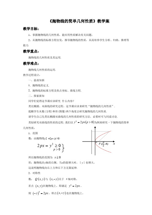 《2.3.2抛物线的简单几何性质》教学案3