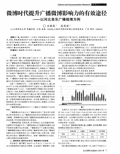 微博时代提升广播微博影响力的有效途径——以河北音乐广播微博为例