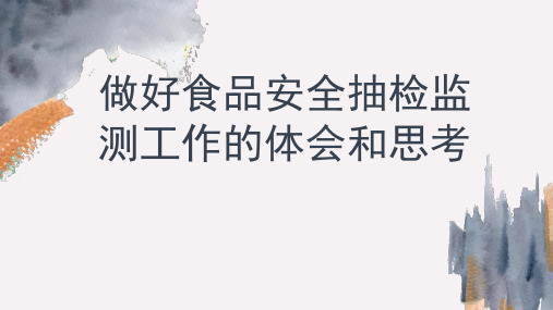 做好食品安全抽检监测工作的体会和思考培训讲座课件