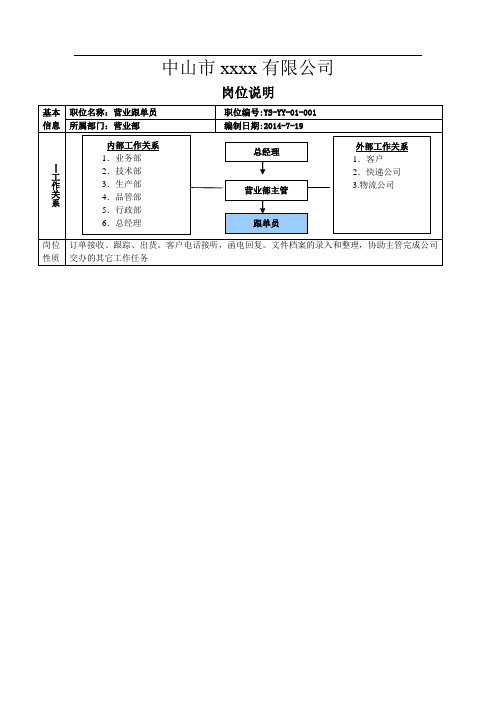 营业部跟单员岗位职责