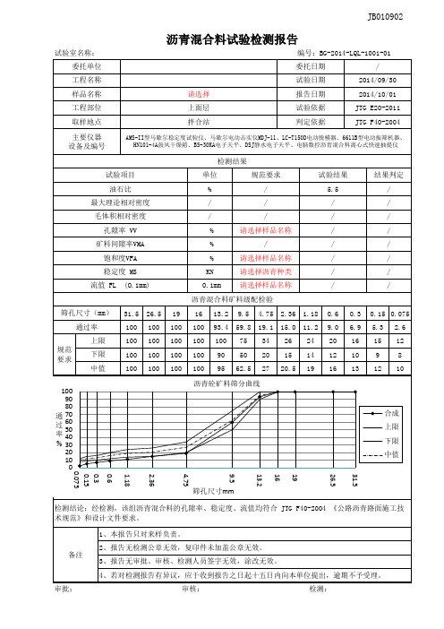 沥青混合料试验报告-空表