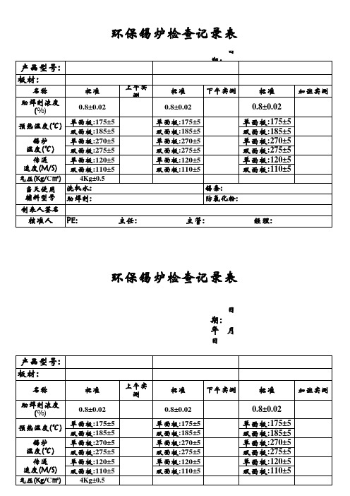 环保锡炉检查记录表