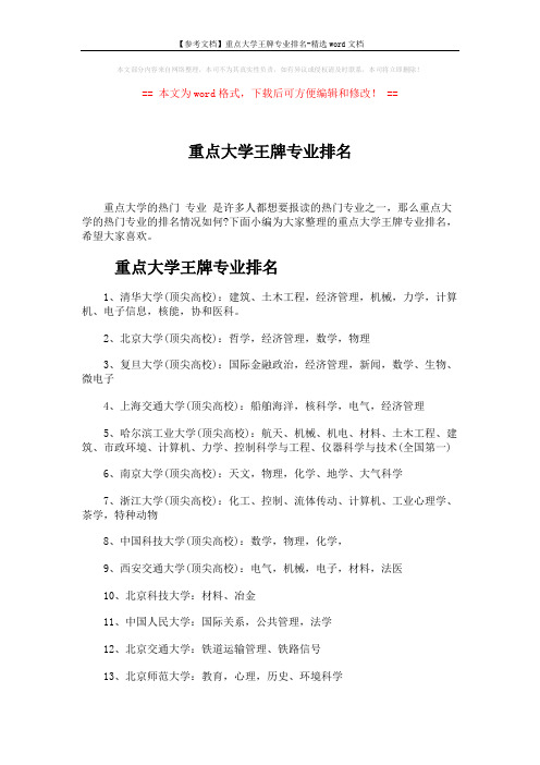 【参考文档】重点大学王牌专业排名-精选word文档 (5页)