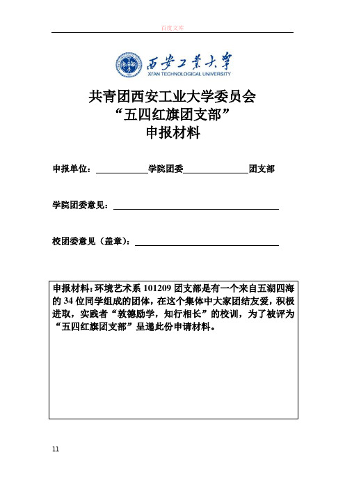 101209团支部“五四红旗团支部申报材料”