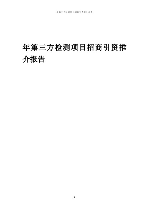 2023年年第三方检测项目招商引资推介报告