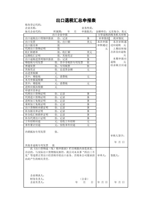 出口退税汇总申报表