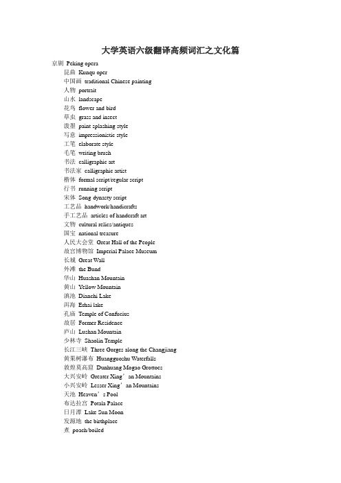 大学英语六级翻译高频词汇之文化篇