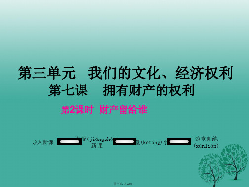 八年级政治下册第3单元我们的文化、经济权利第七课拥有财产的权利第2框财产留给谁教学课件新人教版