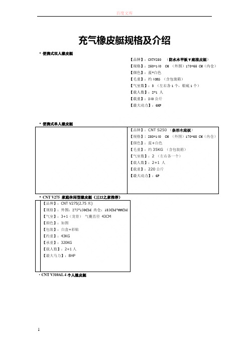 充气橡皮艇规格及介绍