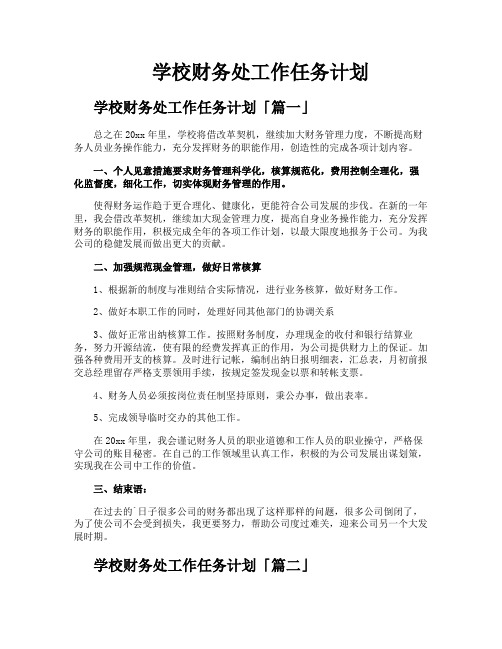 学校财务处工作任务计划