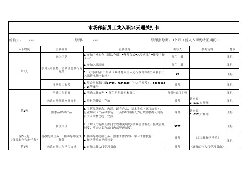 市场部新员工培养计划