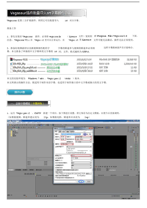 Vegasaur插件批量导入srt字幕操作指南.doc