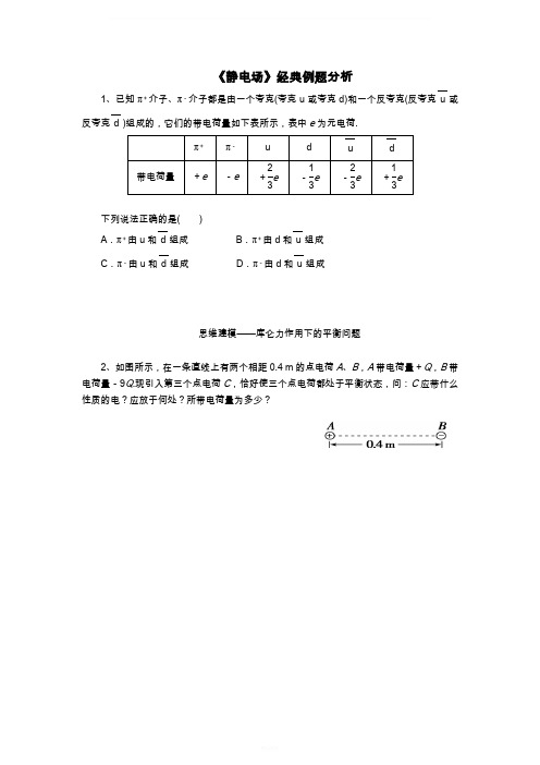 静电场经典例题分析