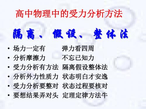 高中物理中的受力分析方法.隔离假设整体法HMH