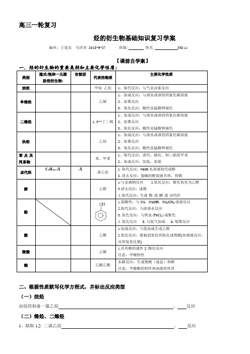 山东省高密市第三中学2016年高考化学复习学案烃及衍生物