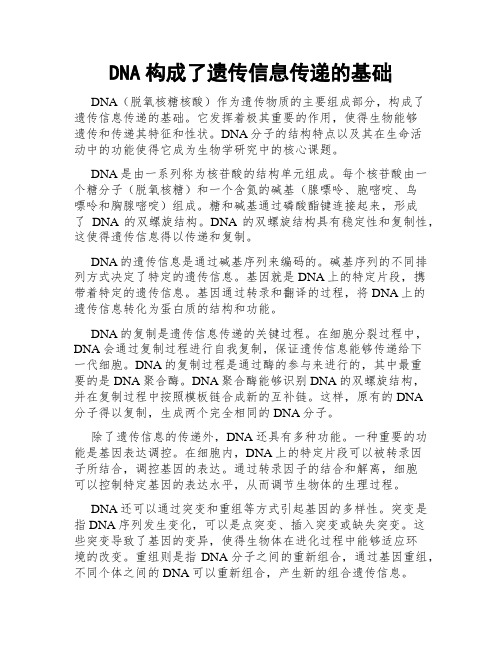 DNA构成了遗传信息传递的基础