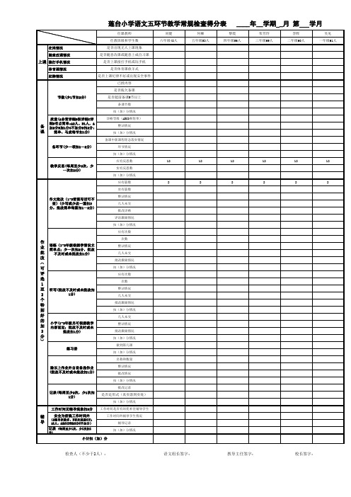 语文五环节教学常规检查得分表