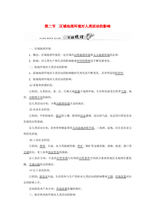 高中地理 第一章 第二节 区域地理环境对人类活动的影响练习 中图版必修3