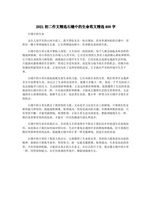 2021初二作文精选石缝中的生命范文精选600字