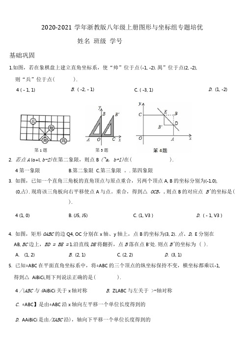 2020-2021学年浙教版八年级上册图形与坐标组专题培优(附答案)