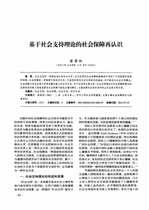 基于社会支持理论的社会保障再认识