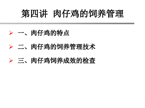 第四讲  肉仔鸡的饲养管理