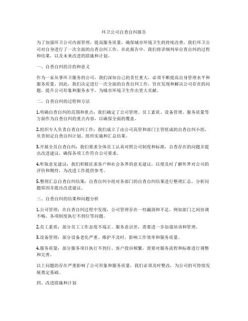 环卫公司自查自纠报告