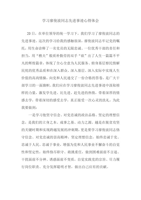 学习廖俊波同志先进事迹心得体会