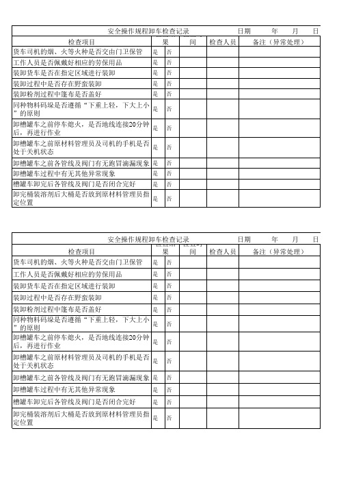 卸车安全操作检查记录