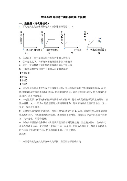 2020-2021年中考三模化学试题(含答案)