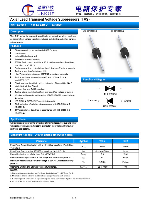 瞬态抑制二极管5KP型号参数规格书大全