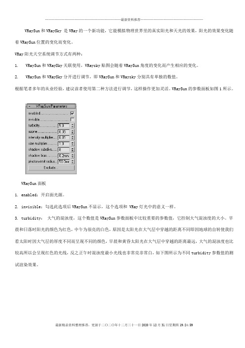 VRaySun阳光、VRaySky天光详解