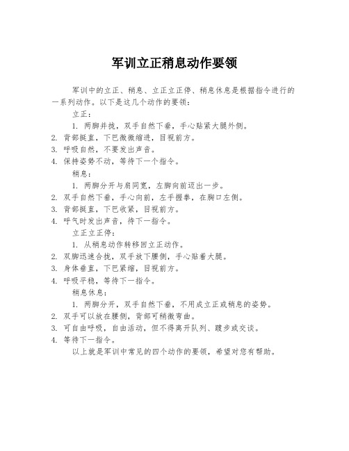 军训立正稍息动作要领