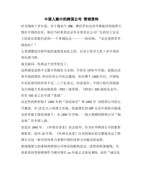 中国人眼中的跨国公司 管理资料