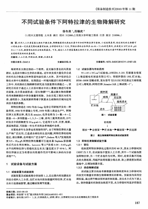 不同试验条件下阿特拉津的生物降解研究