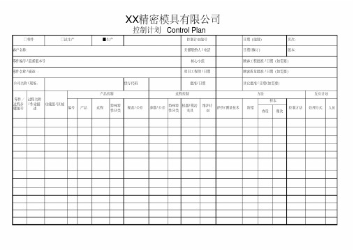 IATF16949控制计划模板