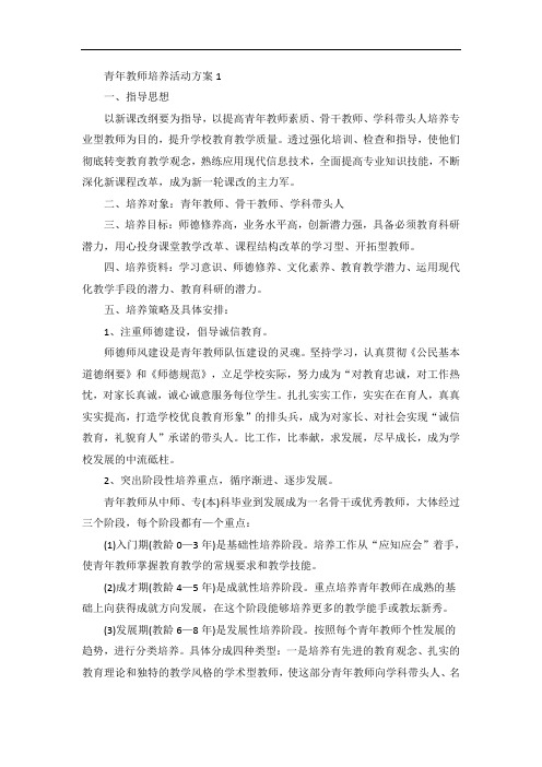 青年教师培养活动方案