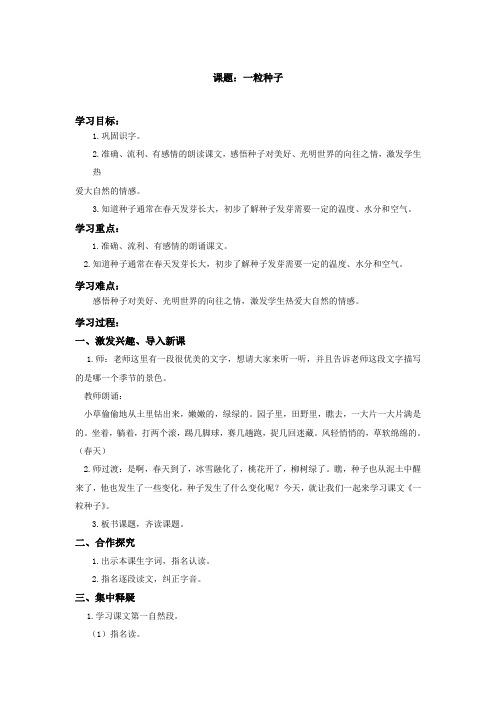 北师大版小学语文一年级《一粒种子》公开课教案_1