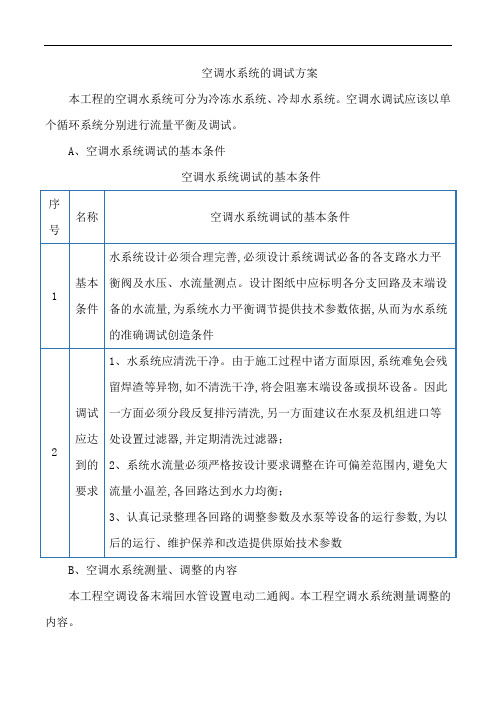 空调水系统的调试方案