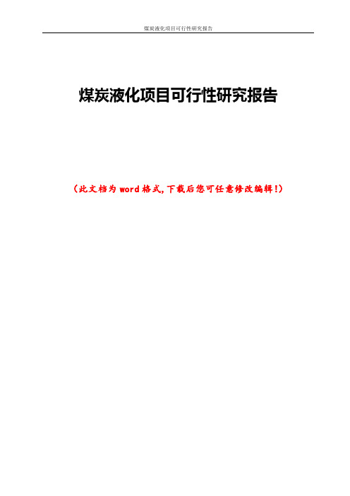 煤炭液化项目可行性研究报告