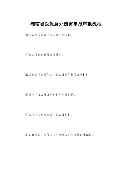 湖南省医保意外伤害申报审批流程