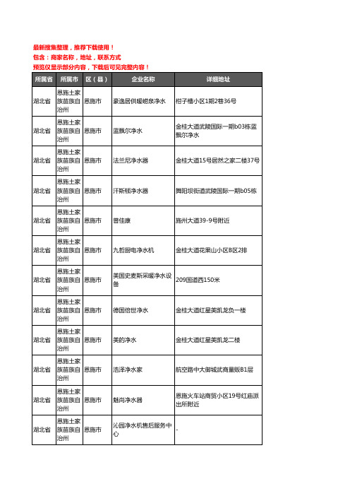 新版湖北省恩施土家族苗族自治州恩施市净水器企业公司商家户名录单联系方式地址大全16家