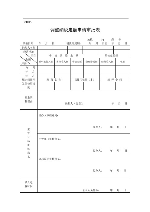 调整纳税定额申请审批表(最全)word资料