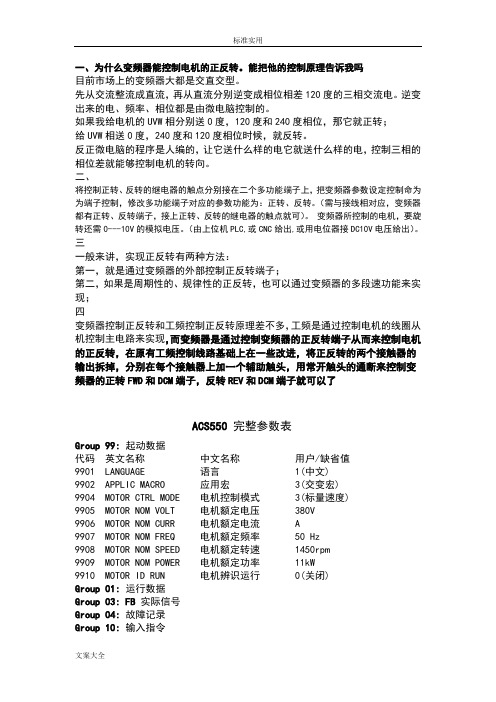 ABB变频器全参数及正反转设置