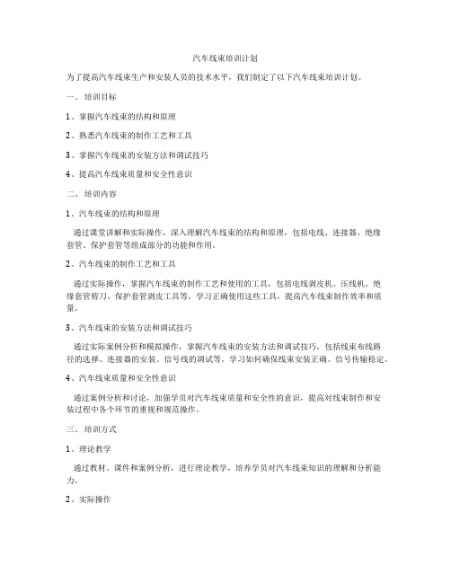 汽车线束培训计划